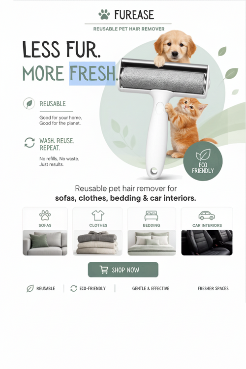 FurEase reusable pet hair remover roller